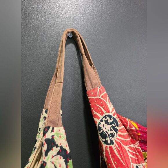 Cotton Patchwork Boho Slouchy Shoulder Bag Hobo Hippie Festival Market 23x16x5 - Picture 8 of 13
